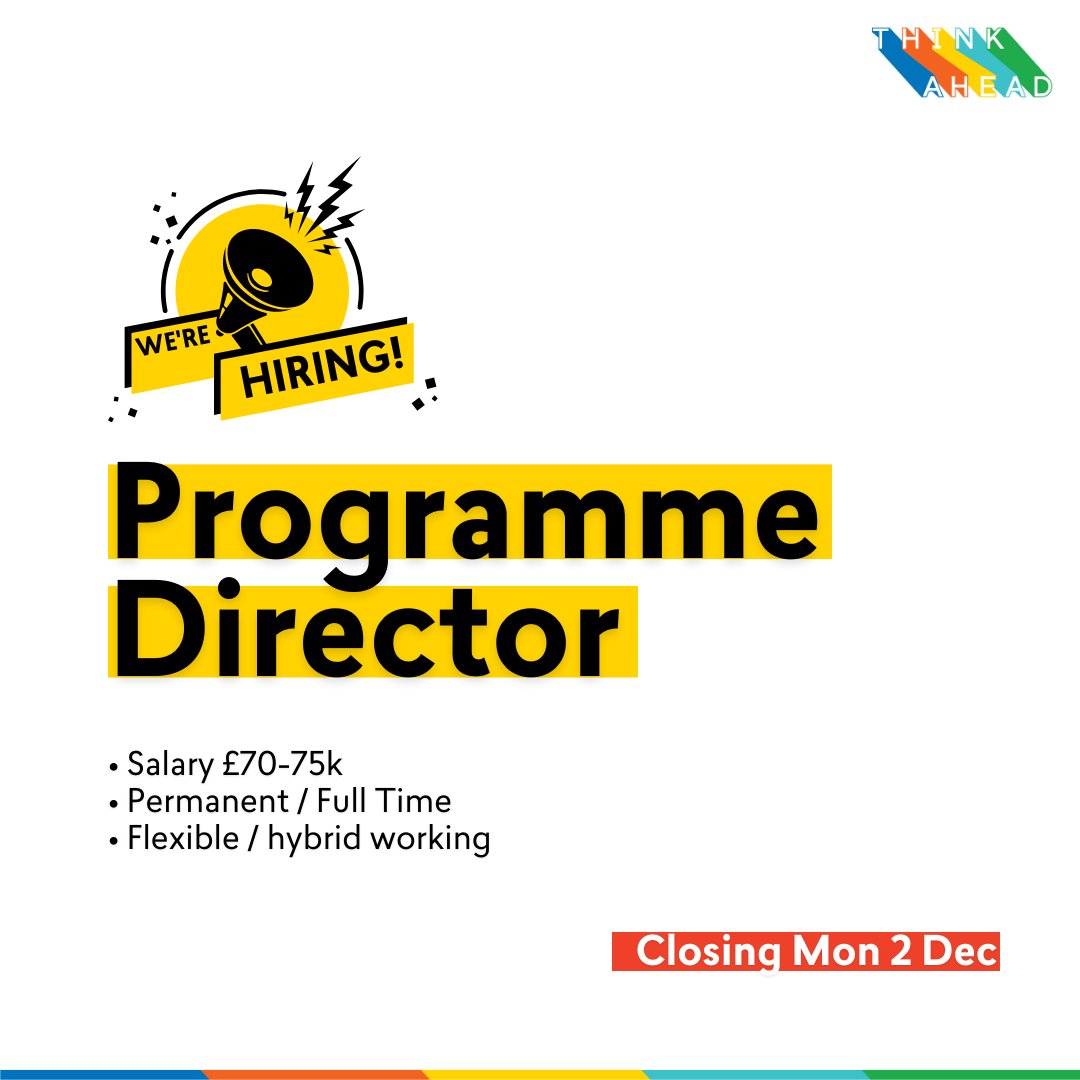 📣 WE'RE HIRING!

We’re looking for a collaborative, ambitious and inspiring leader to join us as Programme Director to help us extend our work into the wider mental health sector.

🚨 Closing Mon 2 Dec
i.mtrbio.com/pvbyxhvmui

#CharityJobs #CharityJob