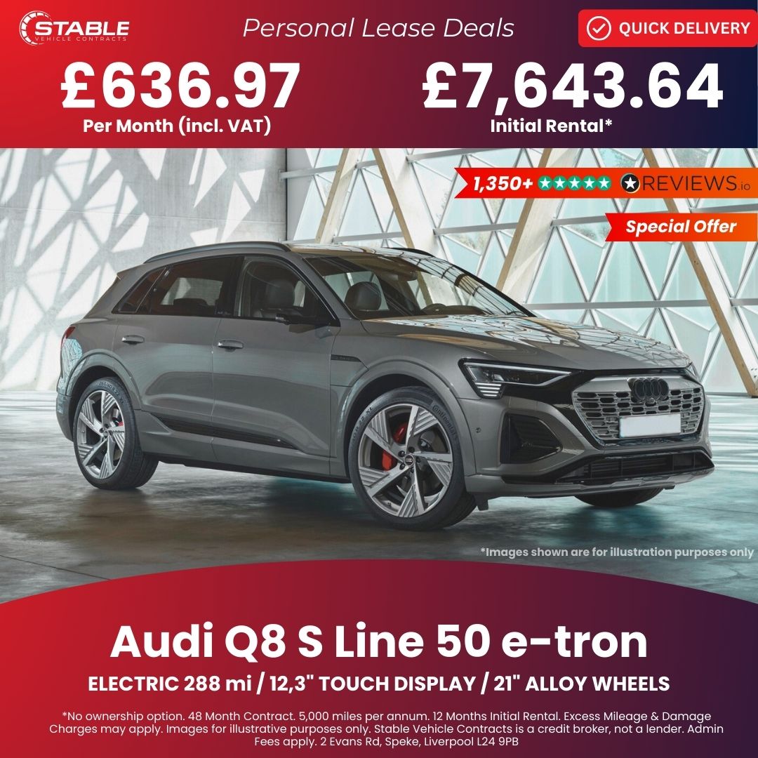 🚗 Special Offer on the Audi Q8 e-tron 250kW 50 Quattro 95kWh S Line Sportback! 🚗

✅ 100% Electric Powertrain
✅ Up to 288-mile range
✅ Recharge 10%-80% in 31 mins
✅ Free UK Delivery
Explore more: bit.ly/3UTonBH
#Audi #Q8etron #ElectricSUV #StableVehicleContracts
