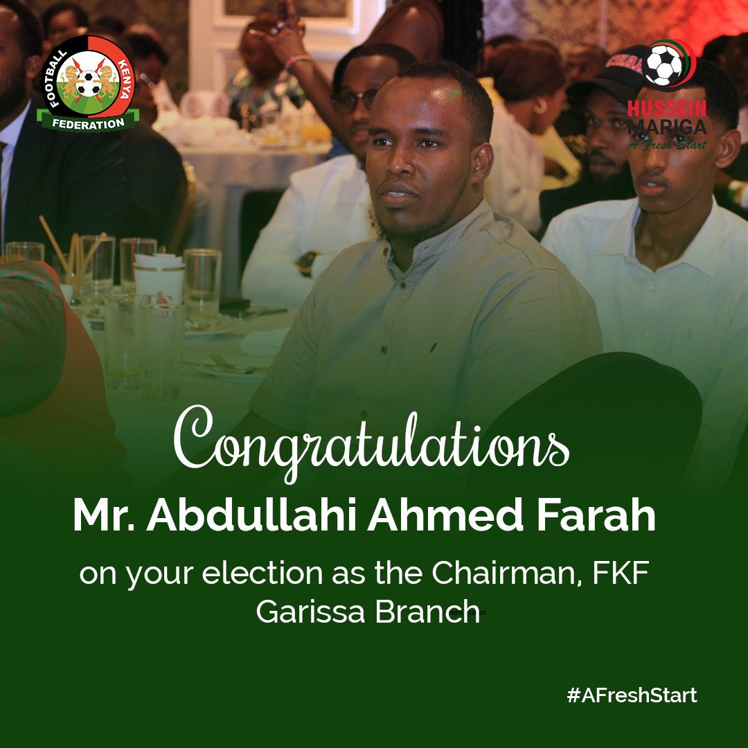 Big win for #TeamFreshStart in Garissa! Congratulations Chairman!  #AFreshStart is on the horizon. #HusseinMarigaWave #FKFbranchElections