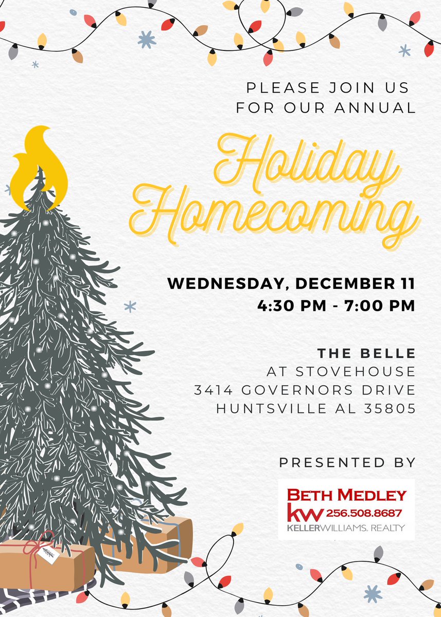 We are one month away from our annual Holiday Homecoming on Wednesday, Dec 11th  from 4:30 PM to 7 PM at The Belle at Stovehouse. Be sure to RSVP and get ready for a night of great memories, laughter, and community. We can’t wait to see you there! 

RSVP: loom.ly/8sGmMBA