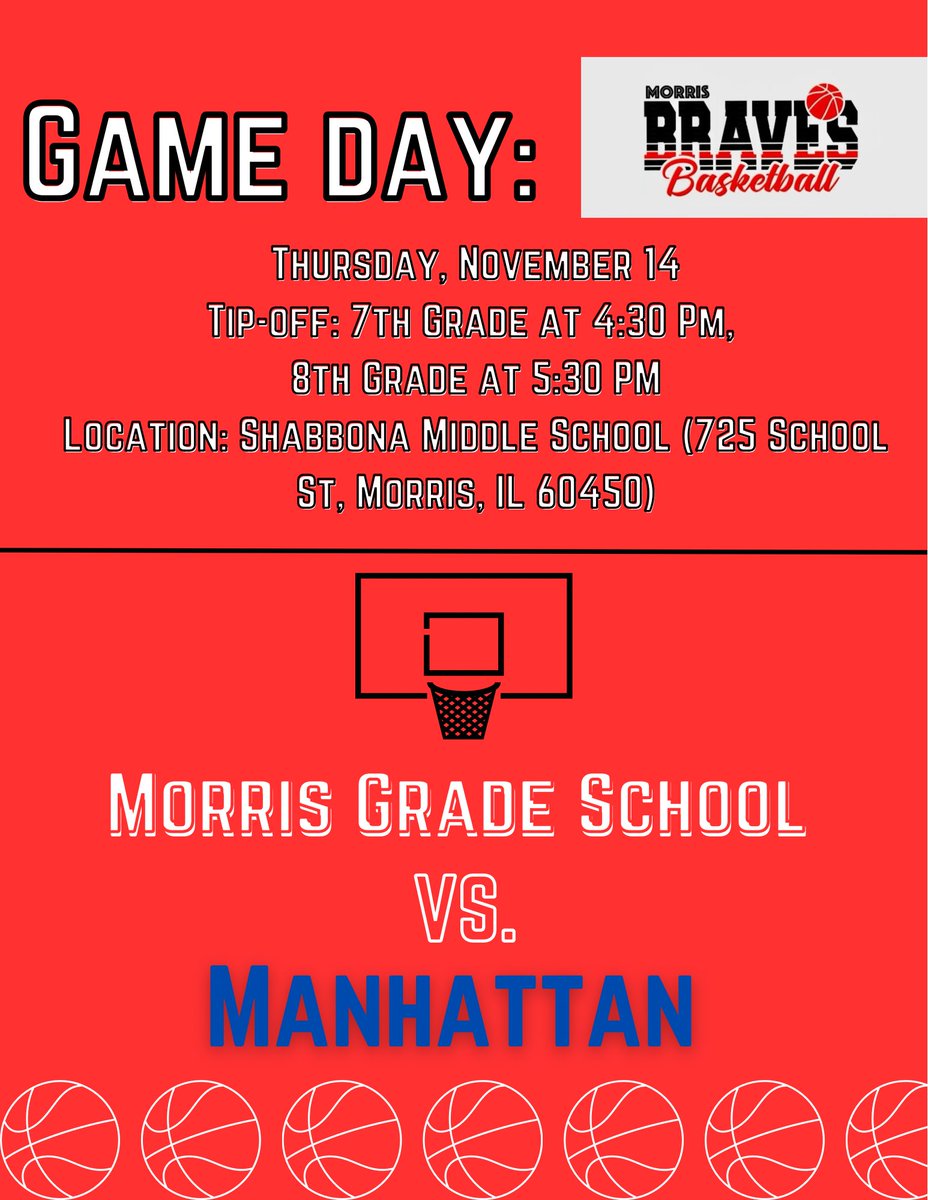 MGSBBB54's tweet photo. GAME DAY: MGS takes on Manhattan at home! 7th grade game tips off at 4:30 followed by 8th grade at 5:30 🏀 https://t.co/aZ6ukHwFLZ