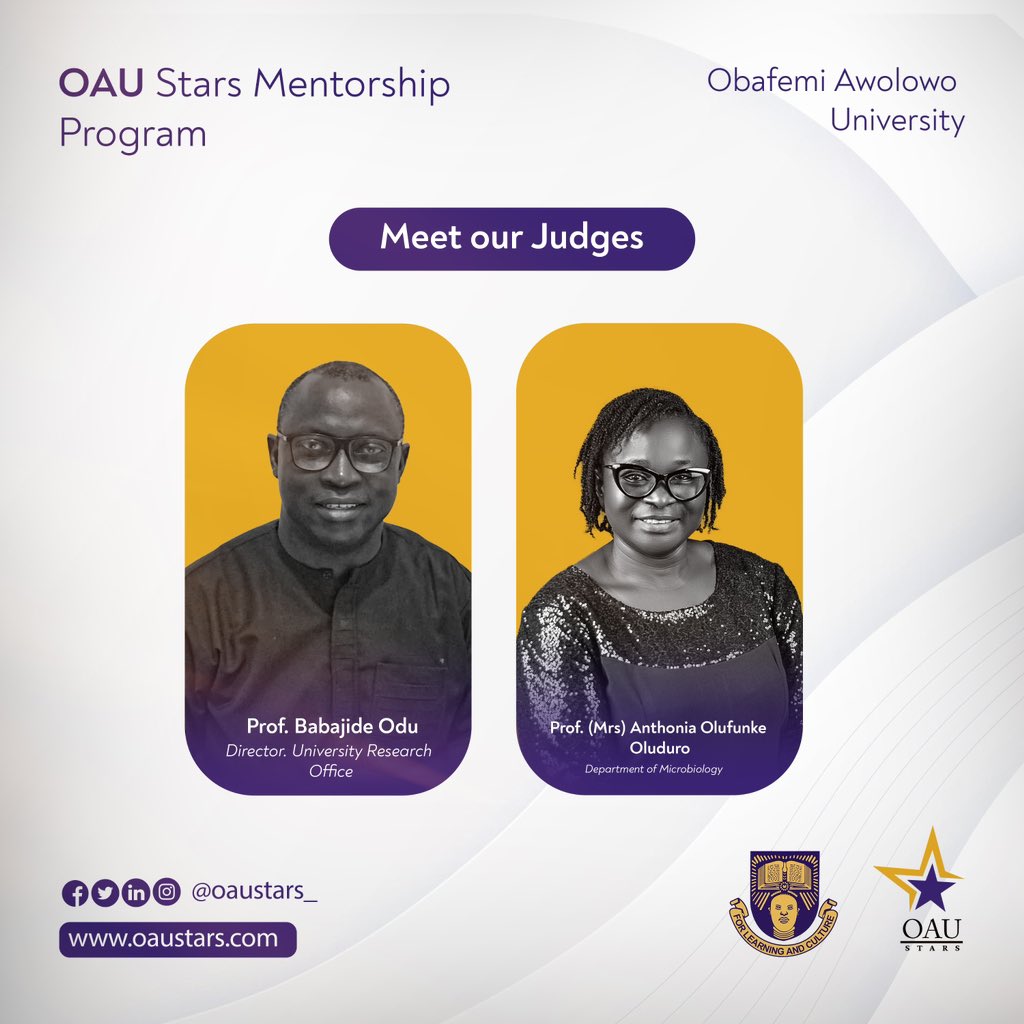 oaustars_'s tweet photo. We are excited to introduce the distinguished panel of judges who will be evaluating the innovative projects from our mentees at the upcoming Demo Day!

Join us as we celebrate the hard work of our mentees on the 20th of November. Register using the link ~ https://t.co/DZpdNGxZ9l https://t.co/dVWlDVtMRo