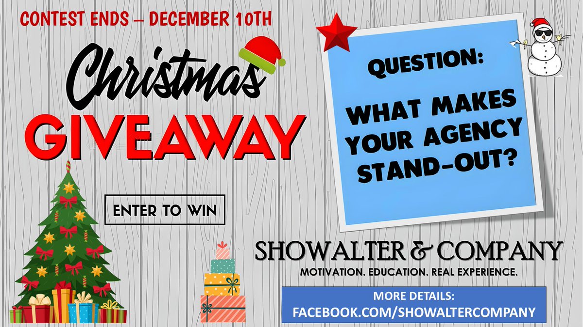 Our annual Christmas Giveaway is starting NOW - to enter simply answer the question "What makes your agency stand out" and submit your responses to: showalter.company@gmail.com

We are proudly co-sponsored by Showalter &amp; Company and We Speak Dispatch.