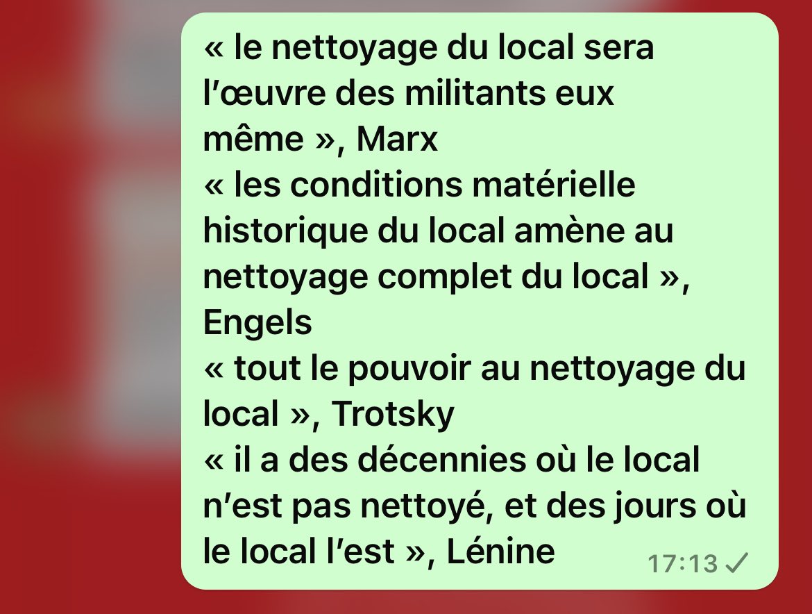 pov je dois convaincre des camarades de nettoyer le local