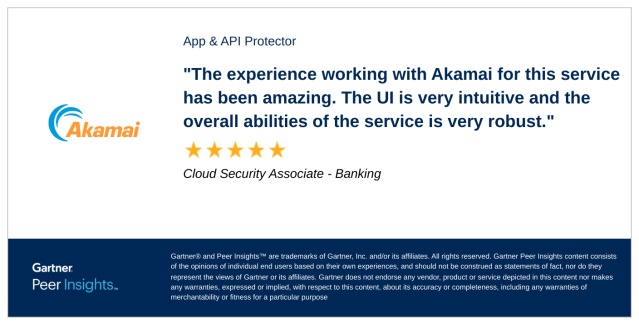 Preethi79232976's tweet photo. Cloud Security Associate in the Banking Industry gives App &amp; API Protector 5/5 Rating in @Gartner_inc Peer Insights™ Cloud Web Application and API Protection Market. Read the full review here: #gartnerpeerinsights https://t.co/H570rMnQo4 https://t.co/0n2sBTMDXd