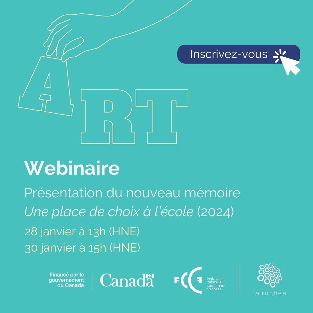 La FCCF lance un dialogue public autour de son mémoire « Une place de choix pour l’art à l’école ». Inscrivez-vous aux webinaires sur l’éducation artistique dès maintenant🎨28 janvier à 13h (HNE) bit.ly/ArtEcole_28jan🎨30 janvier à 15h (HNE) bit.ly/ArtEcole_30jan