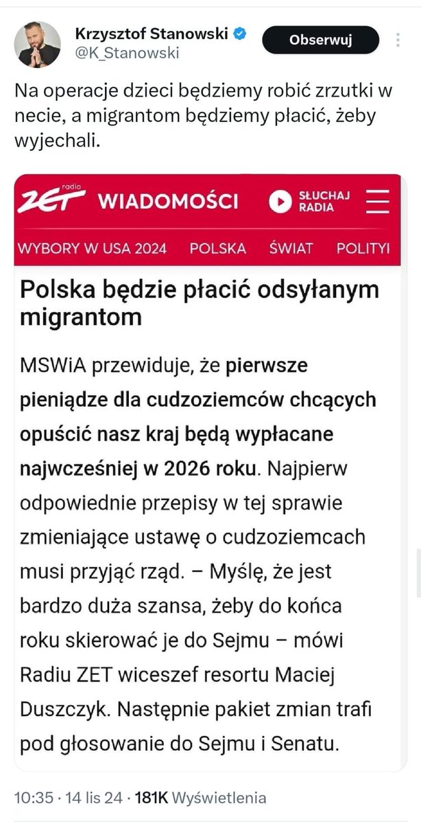 Prometheus_UK7's tweet image. ❗❗❗❗ Na operacje dzieci będziemy robić zrzutki w necie, a migrantom będziemy płacić, żeby wyjechali. #Polska #meczetyplatformy #Tusk #DonaldTusk #Polacy #Polonia