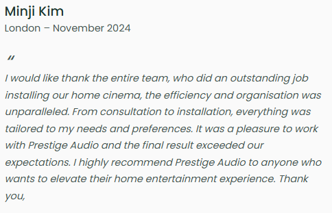 Another great client testimonial received
A massive well done to our team
Prestige Audio - A global leader in High-Performance Home Cinemas
prestigeaudio.co.uk/prestige-audio…
#homecinema
#hometheatre
#hometheater