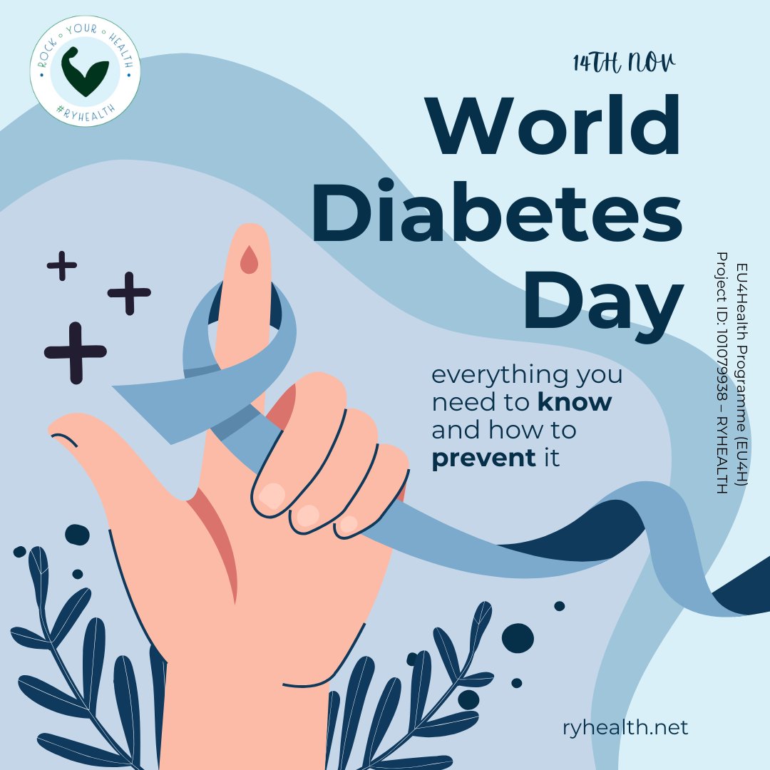 RockYourHEALTH1's tweet photo. 🌍 Today is World Diabetes Day! It's important to raise awareness about diabetes, its impacts, and ways we can support prevention. Small steps like a balanced diet and staying active can make a big difference! 💪🍃 #WorldDiabetesDay #DiabetesAwareness #RYHEALTH #EUCancerPlan https://t.co/inoWiRaYOP