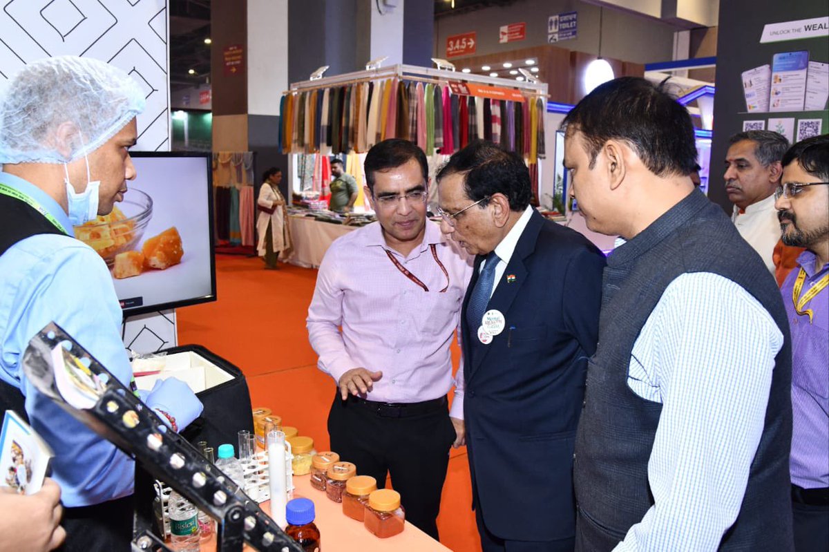 fssaiindia's tweet photo. Dr. V.K. Paul, Member (Health), NITI Aayog inaugurated the #OneHealth Pavilion at #IITF2024 and visited the #FSSAI stall, along with Sh. U S Dhyani, ED, FSSAI.
Dr. Paul demonstrated #Dartbook, while appreciating the adulteration awareness initiative. @MoHFW_INDIA #FSSAI@IITF https://t.co/6rwjiclhYL