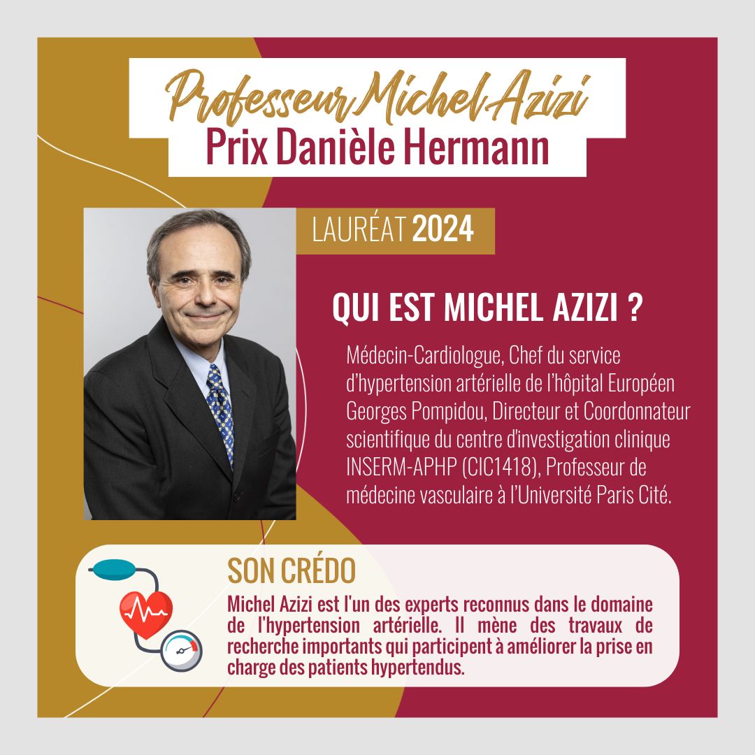 FRCV (@fondationrcv) on Twitter photo 🎉 Le Pr Michel Azizi, <a href="/Inserm/">Inserm</a> <a href="/HopitalPompidou/">Hôpital européen Georges-Pompidou AP-HP</a> <a href="/InstitutFrance/">Institut de France</a> , est lauréat du Prix Danièle Hermann 2024 ! 👏 Reconnu pour ses travaux, il s’engage au quotidien pour améliorer la prise en charge des patients hypertendus.❤️
📲 Découvrez son portrait :
…ation-recherche-cardio-vasculaire.org/coeur-de-femme… 🎉 Le Pr Michel Azizi, <a href="/Inserm/">Inserm</a> <a href="/HopitalPompidou/">Hôpital européen Georges-Pompidou AP-HP</a> <a href="/InstitutFrance/">Institut de France</a> , est lauréat du Prix Danièle Hermann 2024 ! 👏 Reconnu pour ses travaux, il s’engage au quotidien pour améliorer la prise en charge des patients hypertendus.❤️
📲 Découvrez son portrait :
…ation-recherche-cardio-vasculaire.org/coeur-de-femme…