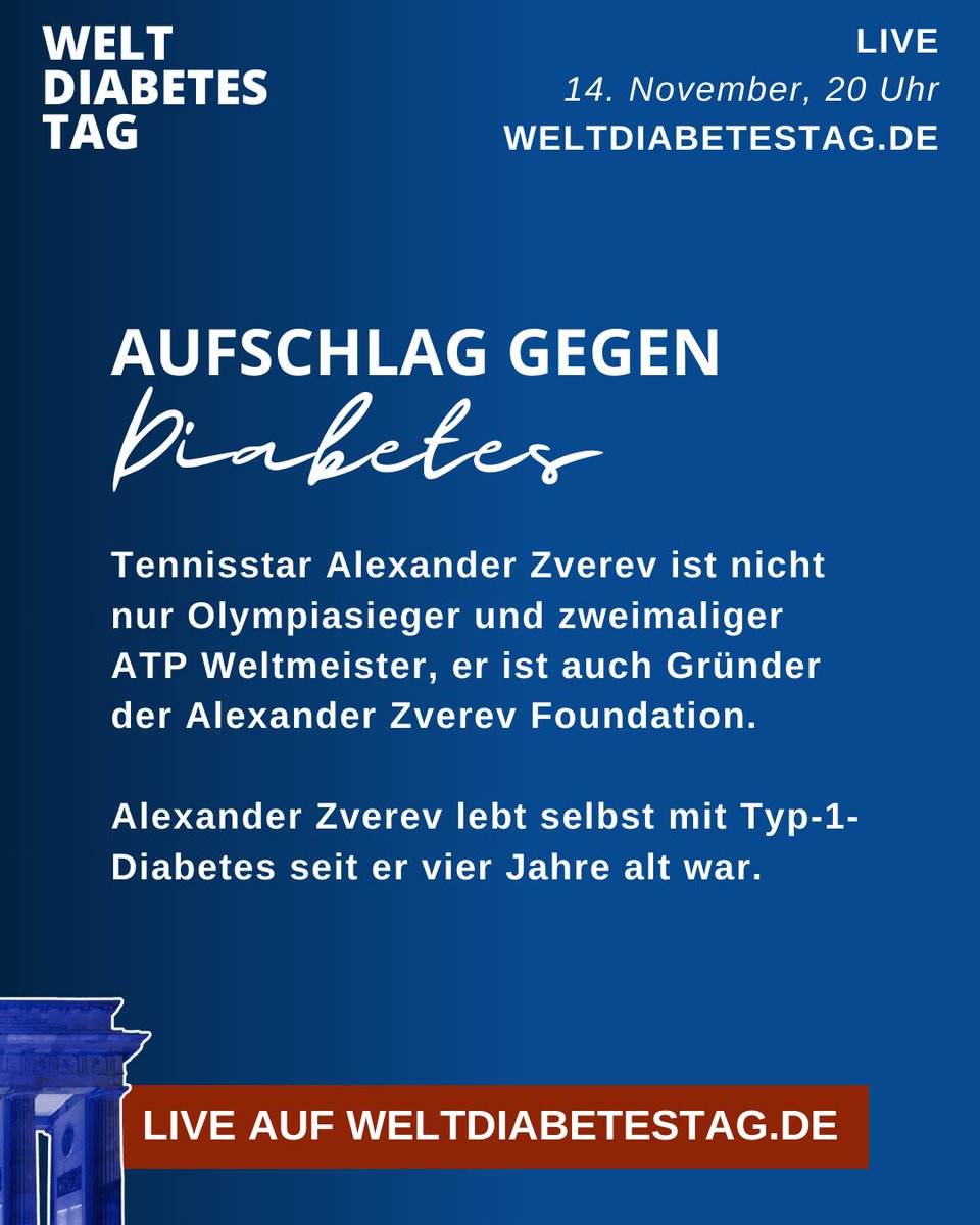 dedocDE's tweet photo. Heute um 20:00 Uhr läuft auf https://t.co/NgPvN9ffrL wieder der Livestream zum Virtuellen #Weltdiabetestag von #dedoc°! 
Als Special Guest freuen wir uns insbesondere auf Tennisstar Alexander Zverev, der sich live von den Finals der ATP-Weltmeisterschaft dazuschaltet. https://t.co/F5KuFeZeIb