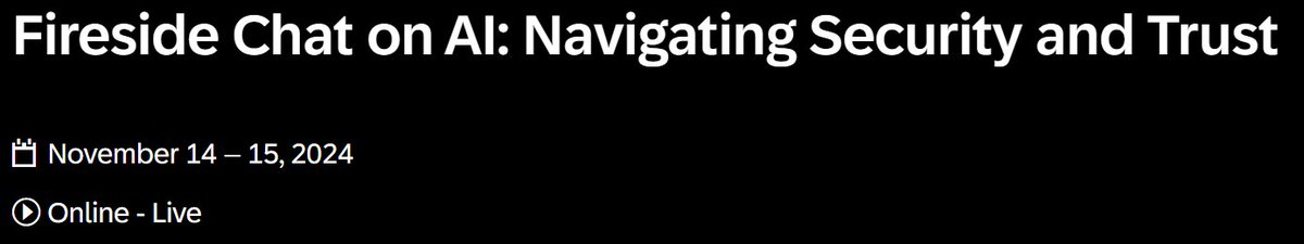 BucoGmbh's tweet image. 📅 mark your calendar to this upcoming event “Fireside Chat on Al: Navigating Security and Trust” at 10AM PST (7PM CET) that brings together top industry leaders to discuss these critical topics. 
Registration Link 🔗 lnkd.in/gMtXm9mM 
#SAPEvents #SAPAI #Security #Trust