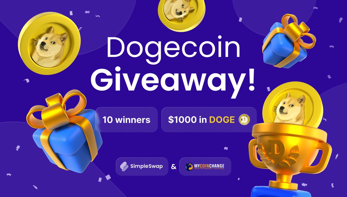 SimpleSwap (@simpleswap_io) on Twitter photo Join our giveaway with <a href="/mycoinchange_co/">MyCoinChange</a> and win some $DOGE π
1β£ Like this post
2β£ Follow <a href="/SimpleSwap_io/">SimpleSwap</a> & <a href="/mycoinchange_co/">MyCoinChange</a>
3β£ Tag three friends in the replies
Weβll choose 10 random winners on November 21, 2024 and reward them with $100 in #DOGE each. Good luck! π Join our giveaway with <a href="/mycoinchange_co/">MyCoinChange</a> and win some $DOGE π
1β£ Like this post
2β£ Follow <a href="/SimpleSwap_io/">SimpleSwap</a> & <a href="/mycoinchange_co/">MyCoinChange</a>
3β£ Tag three friends in the replies
Weβll choose 10 random winners on November 21, 2024 and reward them with $100 in #DOGE each. Good luck! π