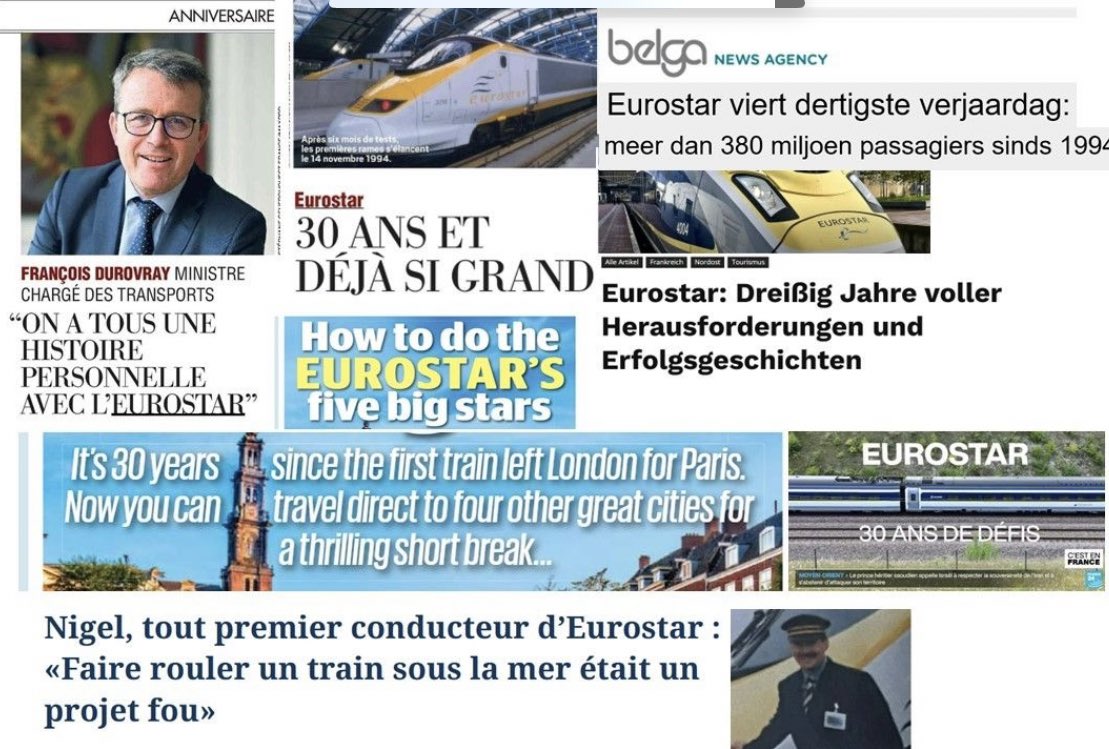 30 years, 380 million passengers, 28 destinations, 5 countries
"On a tous une histoire avec <a href="/Eurostar/">Eurostar</a> " , “We all have a story with Eurostar”
Happy birthday! Joyeux anniversaire !
