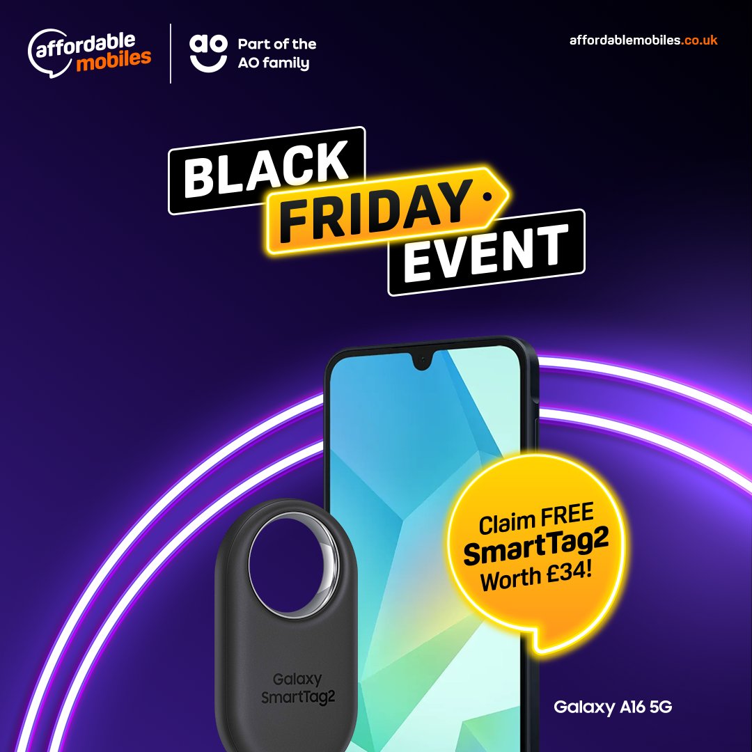 Buy a Samsung Galaxy A16 5G and bag yourself a Galaxy SmartTag2 for free (worth £34). Hurry, offer ends 3rd December 👉 bit.ly/4exCzY9
