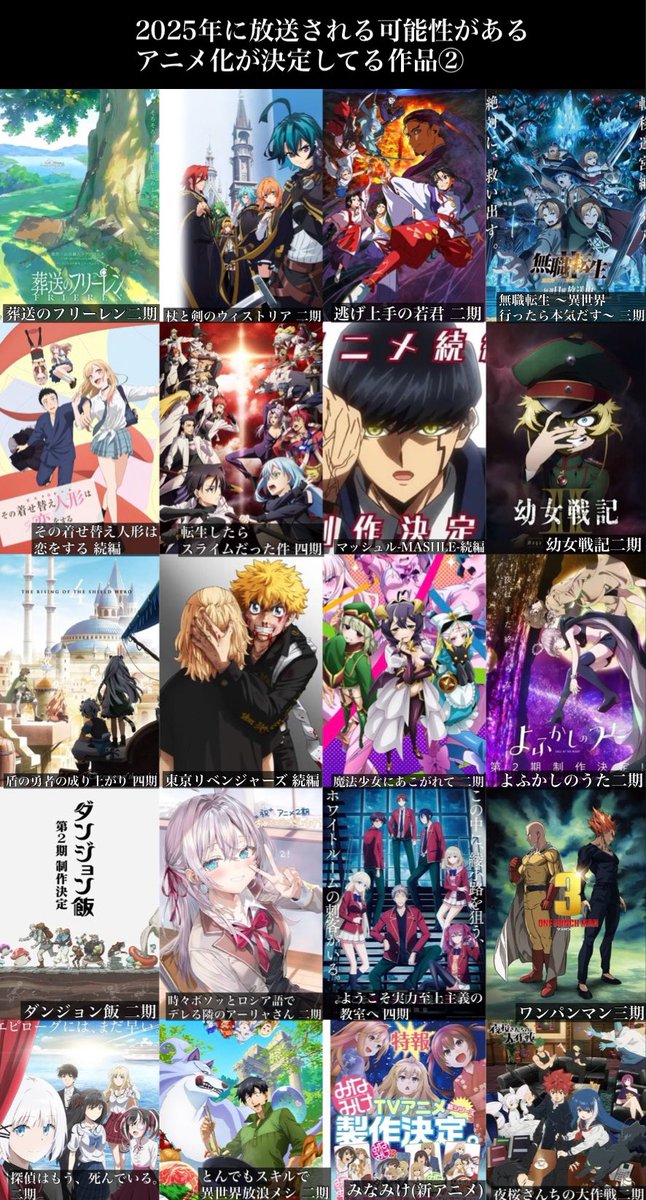 2025年のアニメが楽しみすぎる