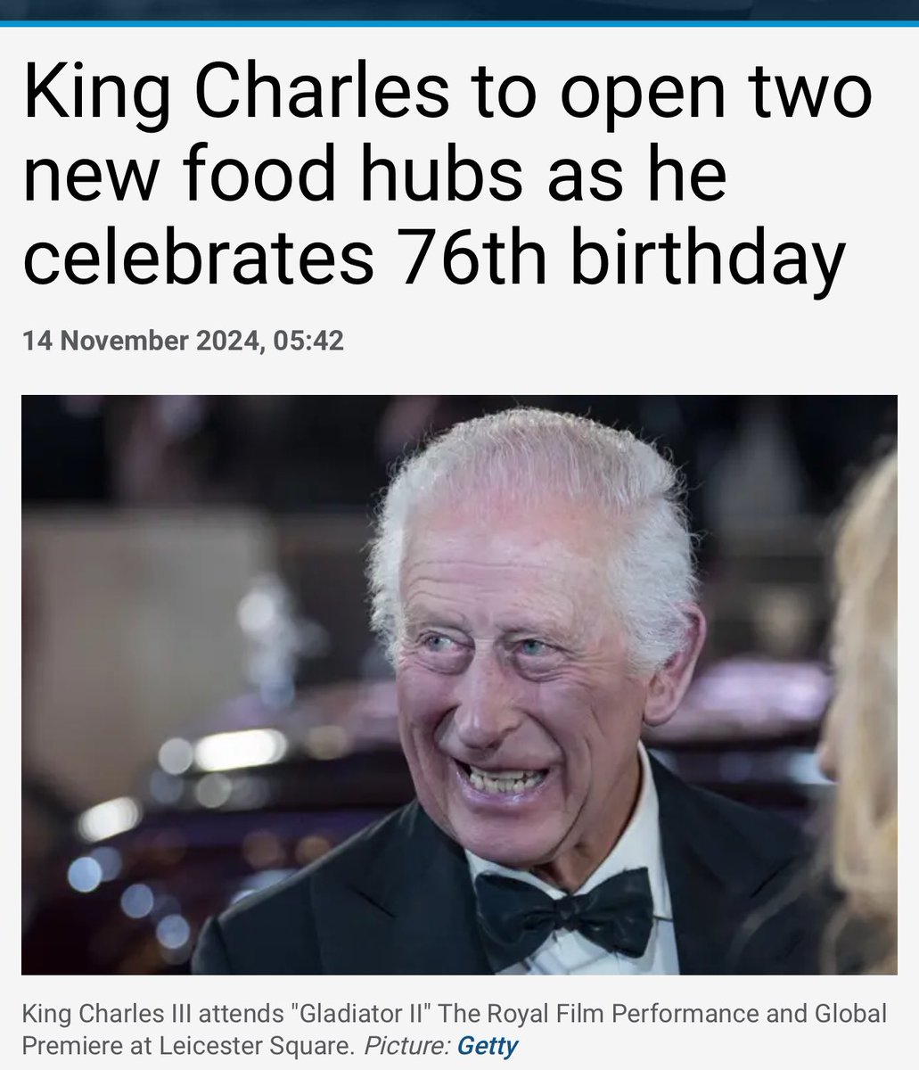 An unelected head of state receives £45 million from the taxpayer has just opened two new food hubs for his ‘subjects’ to celebrate his birthday. … Un fucking believable.
#Greedy #NotMyKing