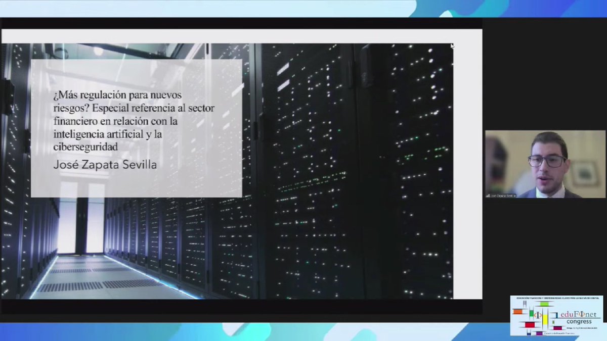 Para finalizar esta segunda mañana del #VIICongreso de <a href="/edufinet/">Edufinet</a>, contamos con <a href="/InfoUMA/">Universidad de Málaga</a> para hablar sobre la necesidad de regulación de sectores como la IA o la ciberseguridad. #EducaciónFinanciera #FinancialLiteracy