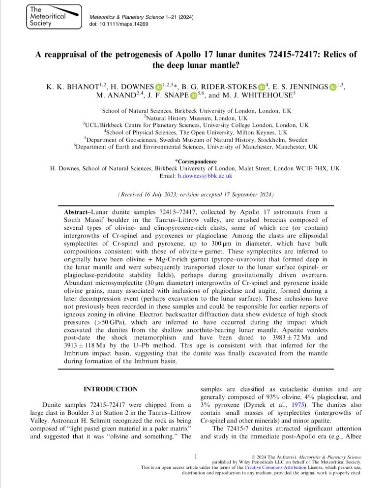 From meeting <a href="/NASA/">NASA</a> Apollo 17 astronaut <a href="/JackSchmitt17/">Harrison Schmitt</a> to publishing a paper about the material he brought back from the Moon 🌙 

doi.org/10.1111/maps.1…

A dream come true ✨ #academia 

Huge thanks to all authors on this manuscript. <a href="/MeteoriticsPS/">Meteoritics & Planetary Science</a>