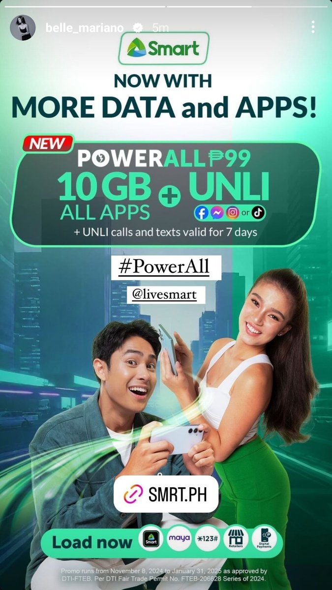 myDonbellelove's tweet photo. kinikilig ako Donny and Belle's IG story 😍💚 matchy sila 😍💚
"#PowerAll"
Smart Power All 99
111424
#DonBelle
#LiveForRealWithSmart https://t.co/ZuYkx7Xc0u