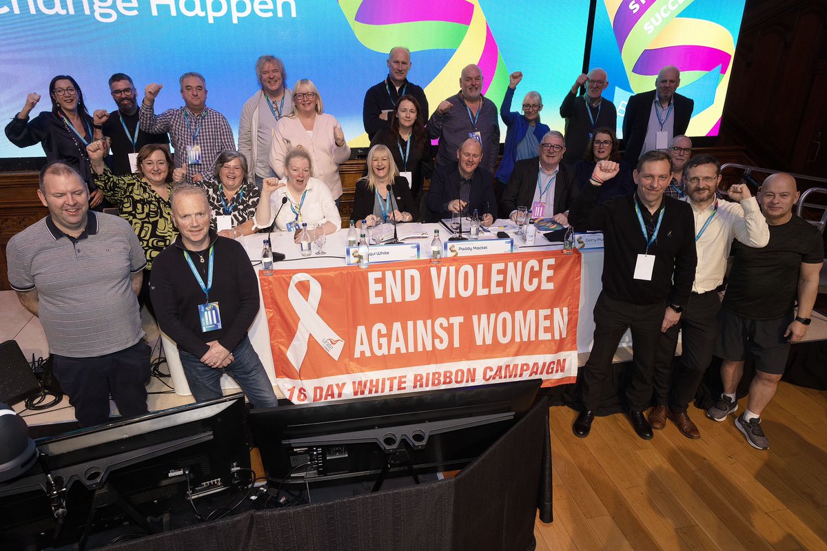 Unite delegates and observers and ICTU officials at #BDC2024 show their support for an End to Violence Against Women and Girls.