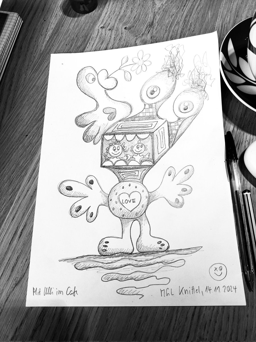 LLettink's tweet photo. Mit Ulli im Café. Am Liebsten bin ich mit Ulli zusammen. Ich liebe Dich. Liebe Grüße.
#ulli #Café #liebe #zusammen #art #zeichnen #seelenart #loyslettink #München https://t.co/NT6sznvAd2