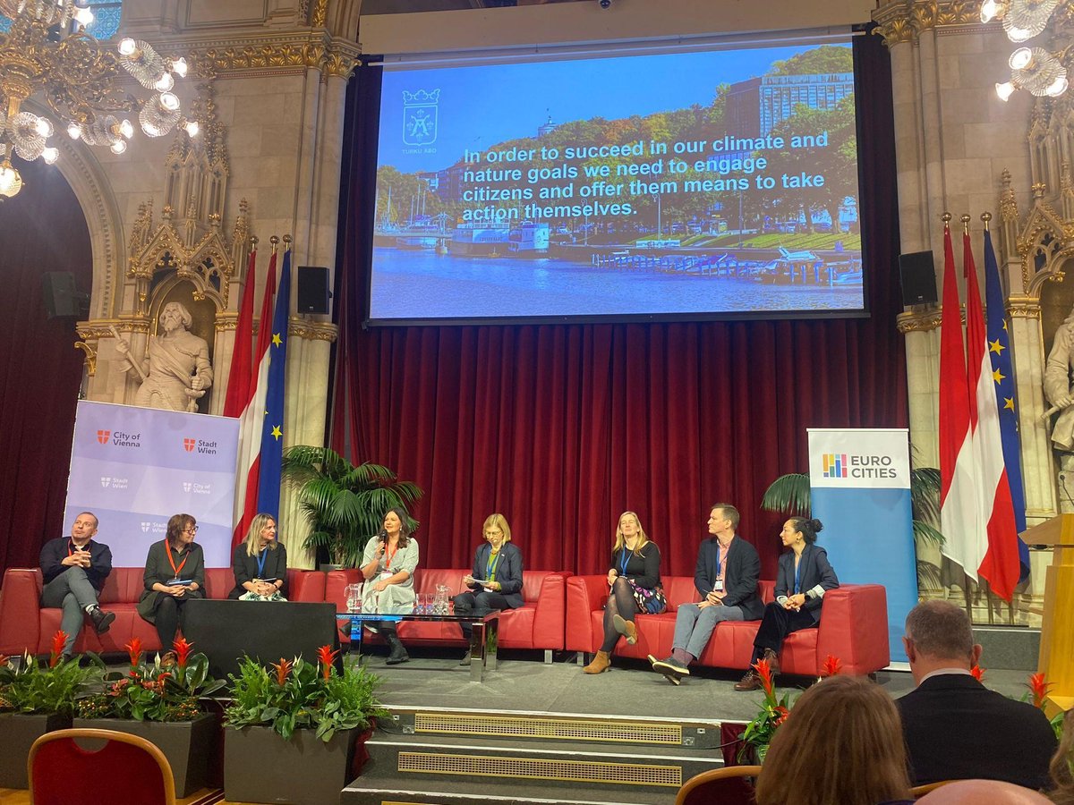 cityofturku's tweet photo. This week, Deputy Mayor Elina Rantanen has been representing #Turku in sustainability issues, such as green transport, just green transition and how to empower citizens in climate and nature goals, in Urban Nodes Platform Event and @EUROCITIES Environment Forum. 🍃🌱🌎 @elinarant https://t.co/SxD9tMw4Mz