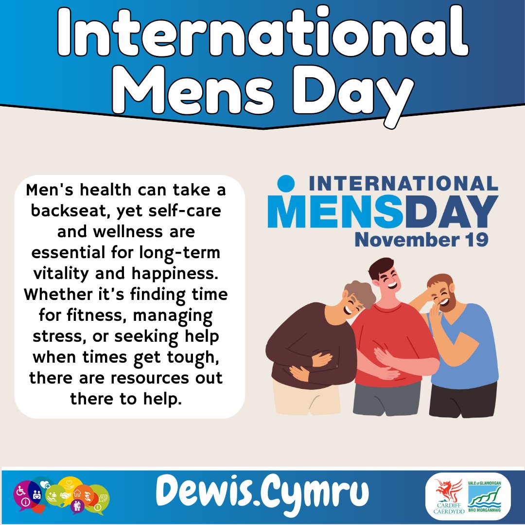 On #InternationalMensDay lets highlight the importance of men’s mental health and wellbeing. Men often face unique challenges in their health journeys, yet taking that first step toward wellness can make all the difference.

#dewiscymru