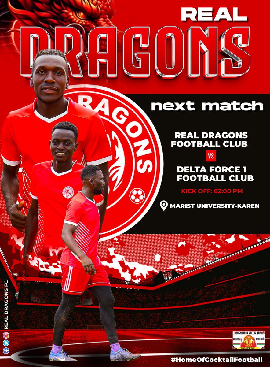 RealDragonsFc's tweet photo. NEXT MATCH
🔴⚪⚫

🆚  Delta Force 1 F.C
🗓️ 17th November, 2024
⏰ 2:00pm
🏟️ Marist University 
📍 Karen

We're back!

After a lengthy password recovery process, on a sportier note, on Sunday we have some well seasoned action against "opponents coming from unknown". https://t.co/Wp8RHsdqas