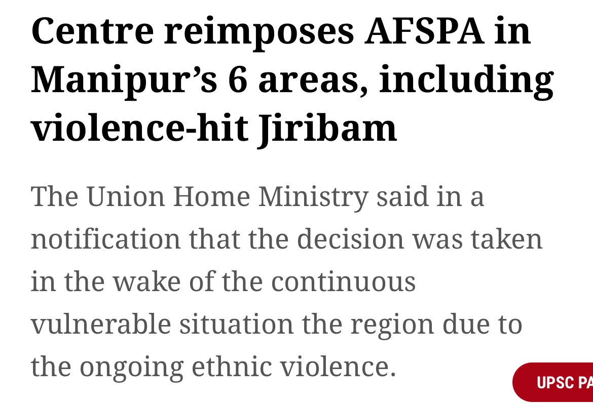 paolienlal's tweet photo. Belated and piecemeal, but right decision. Delaying reimposition of AFSPA in remaining 14 valley districts will cost more lives. ⁦@PMOIndia⁩ ⁦@HMOIndia⁩ @hindu ⁦@thewire_in⁩ https://t.co/H1fEzHqF64