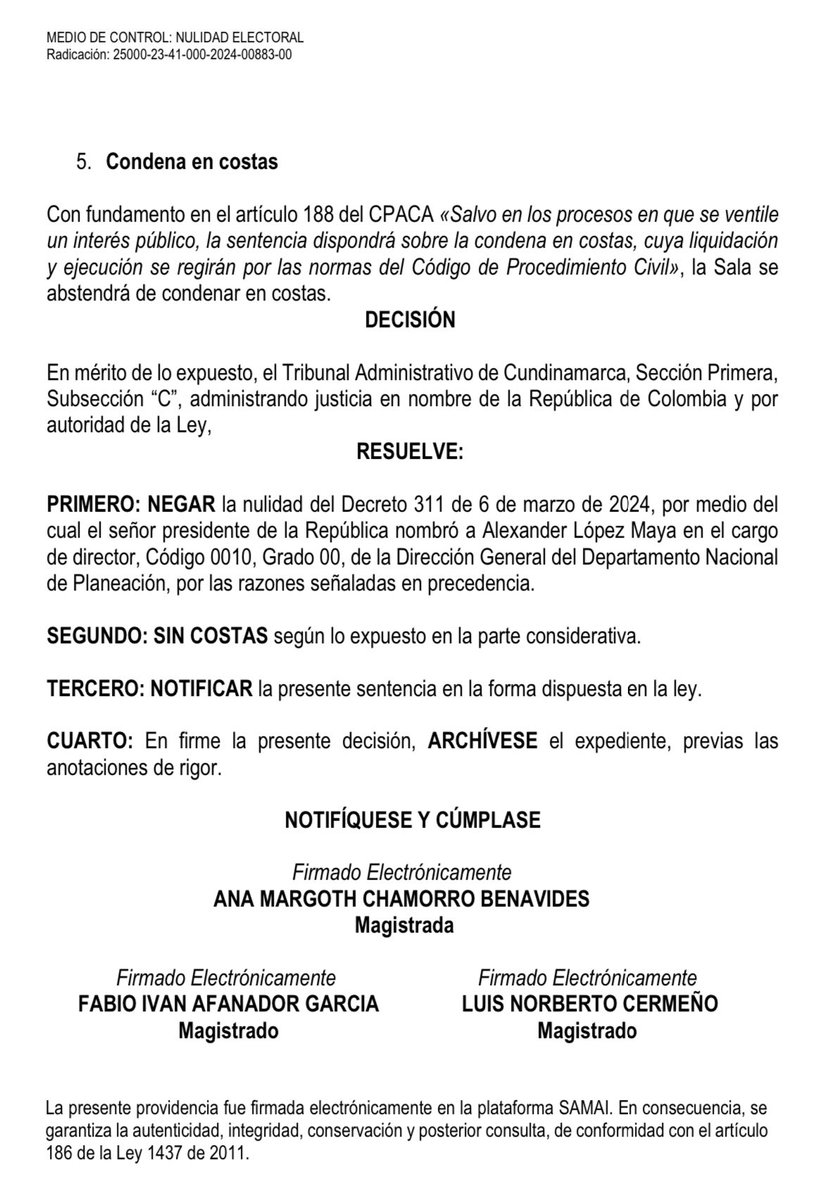 Intentaron sacar a nuestro director nacional del <a href="/DNP_Colombia/">Departamento Nacional de Planeación</a>, pero la justicia prevaleció. La derecha rastrera demandó el nombramiento de <a href="/AlexLopezMaya/">Alexander López Maya</a> con argumentos vacíos, pero el Tribunal Administrativo de Cundinamarca falló en derecho, confirmando su nombramiento. Ahora,