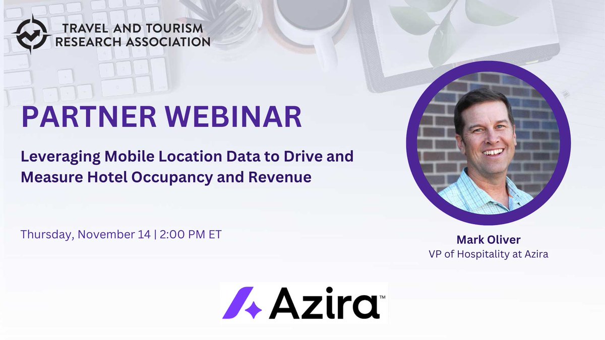 📢 Today! Join the <a href="/TTRATweets/">TTRA</a>  x <a href="/AziraLLC/">Azira</a>  webinar on using mobile location data to increase hotel occupancy &amp; revenue!

🗓️ Nov 14 | 🕒 2 PM ET

Learn: 

🔹 Targeted audience insights
🔹 Content strategies for bookings
🔹 Maximizing ROAS

🎟️ ttra.com