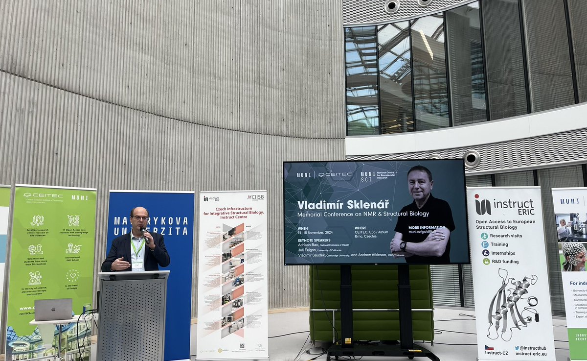 claudialenamaro's tweet image. We are starting the Vladimir Sklenar Memorial Conference on #NMR and structural biology @CEITEC_Brno
@ohradil remembers the crucial work in developing @instructhub
@structbio_cssb