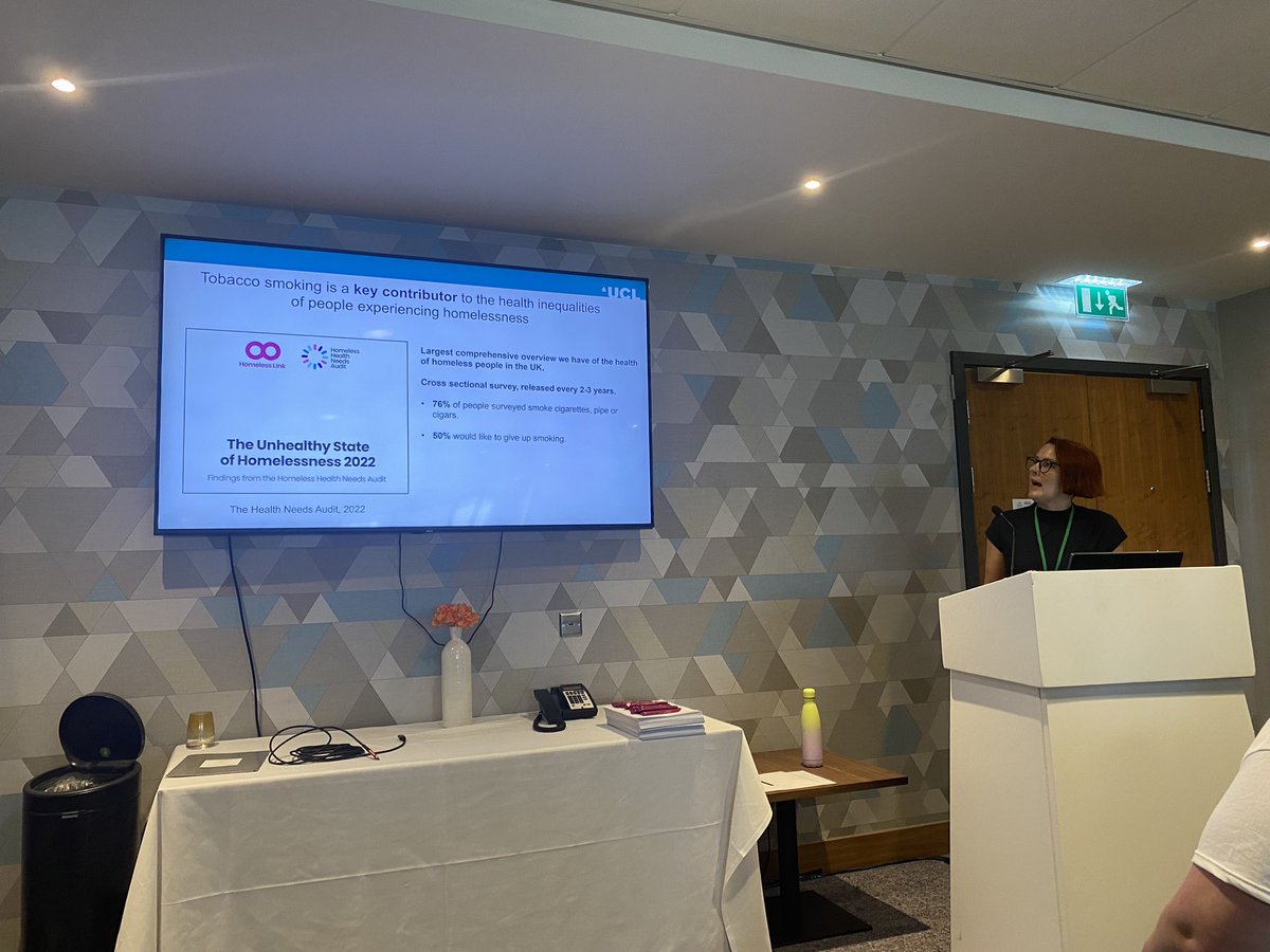 Sarah Jackson (@drsarahejackson) on Twitter photo Impact prize winner <a href="/Sharon_ACox/">Sharon Cox</a> presenting a sobering overview of smoking among people experiencing homelessness.
Key message - there is hope, but we need to take support to this population and engage homeless services.
#SSAConf2024 Impact prize winner <a href="/Sharon_ACox/">Sharon Cox</a> presenting a sobering overview of smoking among people experiencing homelessness.
Key message - there is hope, but we need to take support to this population and engage homeless services.
#SSAConf2024