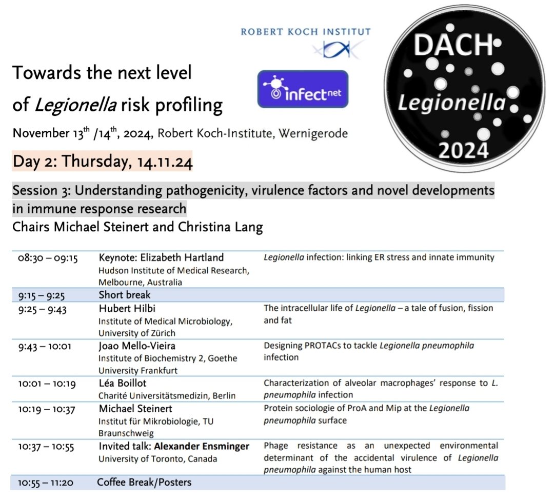 João Mello-Vieira (@jt_mvieira) on Twitter photo I am very happy to have had the opportunity to present our latest results on targeting #legionella with #protacs. Especially in a session with such renowned scientists. Thanks to Antje Flieger and her team at <a href="/rki_de/">Robert Koch-Institut</a> for organising this meeting. I am very happy to have had the opportunity to present our latest results on targeting #legionella with #protacs. Especially in a session with such renowned scientists. Thanks to Antje Flieger and her team at <a href="/rki_de/">Robert Koch-Institut</a> for organising this meeting.