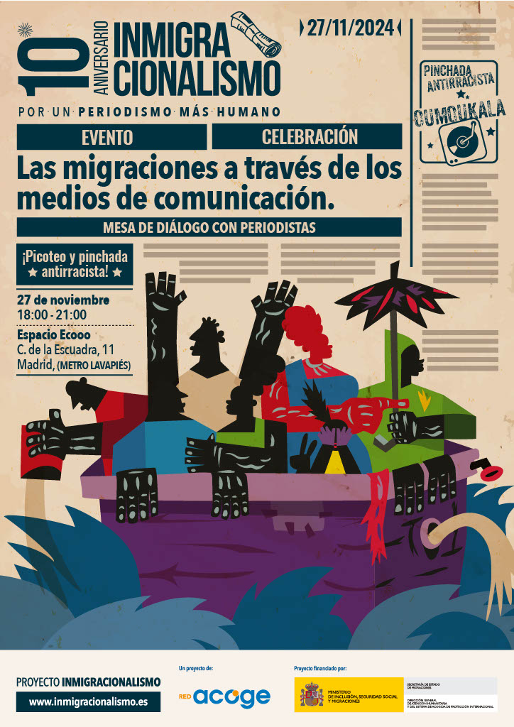 🎊¡Celebramos #10AñosInmigracionalismo!

📌27 de nov.,18h en <a href="/Ecooo_/">ECOOO (Cuenta inactiva: ahora en BLUESKY)</a>
🗣️ Mesa de diálogo: 'Las migraciones a través de los medios de comunicación' con <a href="/mohagerehou/">Moha Gerehou</a>  <a href="/MinervaOso/">Minerva Oso</a> @lababiker <a href="/JairoExtre/">Jairo Vargas Martín</a> 
🌮 Picoteo y🎶 Pinchada antirracista

🔗Inscríbete: forms.office.com/pages/response…