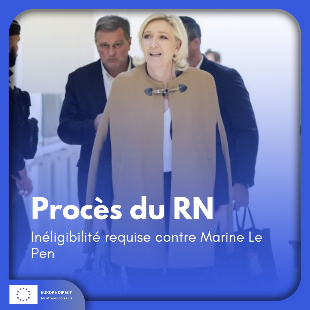 🚨🧑‍⚖️INÉLIGIBILITÉ REQUISE CONTRE MARINE LE PEN

🔎 L’accusation a requis mercredi 13 novembre à Paris cinq ans de prison, dont deux ans de prison ferme aménageables, 300 000 euros d’amende et cinq ans d’inéligibilité contre Marine Le Pen.

#europe #europa #UE #news #RN #LePen