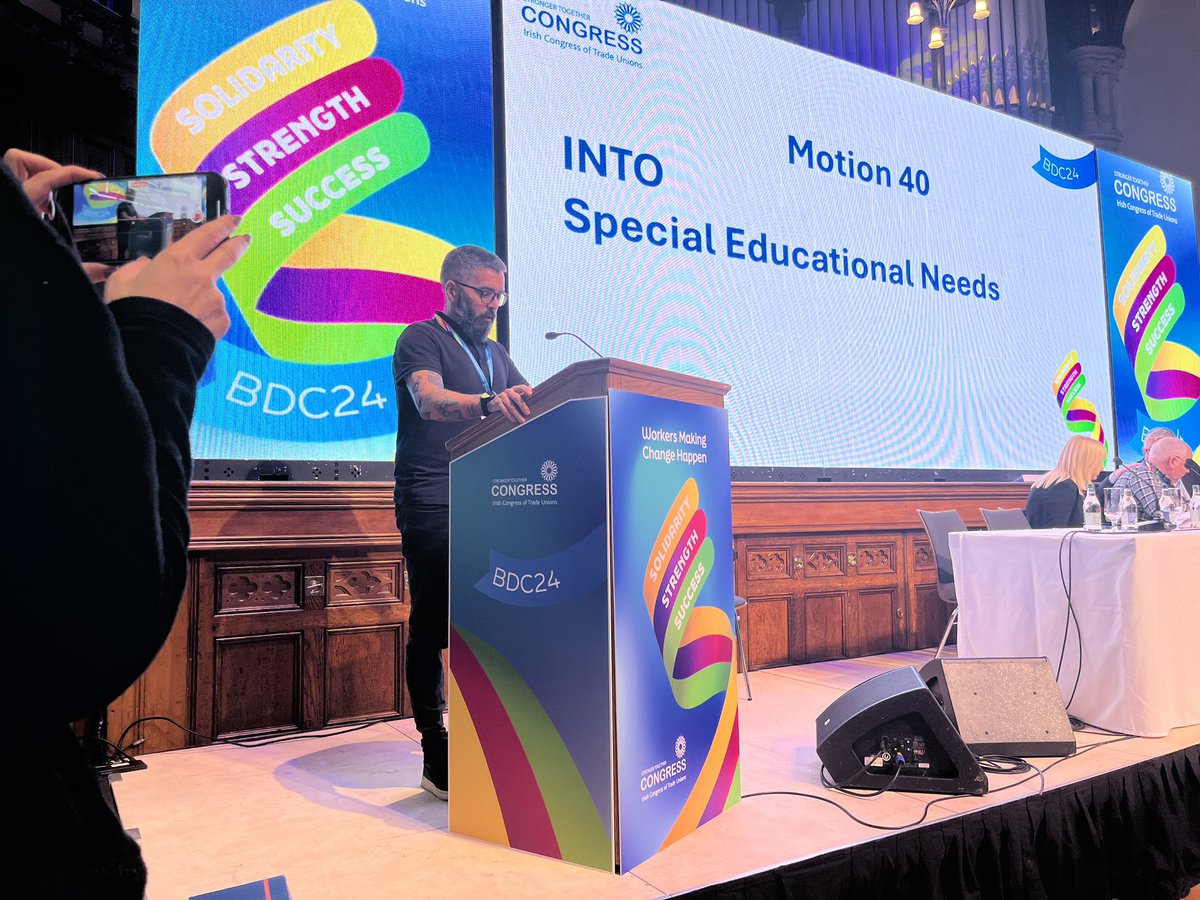 Damien Doherty, Unite Translink rep, speaking on need for increased funding for support for SEN children and respite for their families. #BDC2024