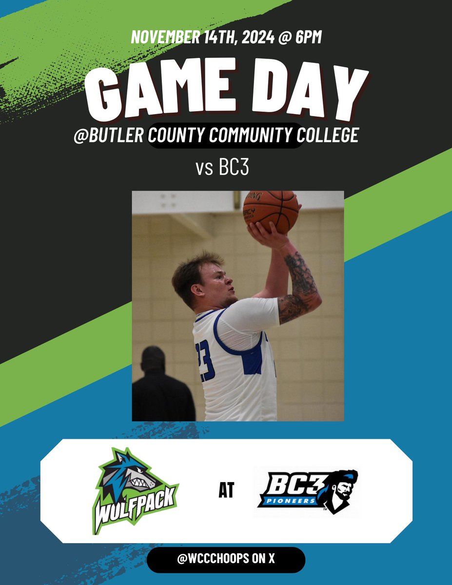 It’s GAMEDAY! The Wolfpack take on BC3 at Butler County Community College tonight at 6! Let’s go Wolfpack! <a href="/WCCCAthletics/">Wolfpack Athletics</a> <a href="/ConnectWCCC/">Westmoreland County Community College</a> #JUCO #JUCOHOOPS <a href="/nate_papuga23/">Nate Papuga</a> (📷 @ carsons_captures_ on IG)