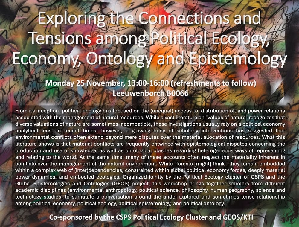 If you're in the Netherlands on 25 Nov - we're doing an informal roundtable on "political economy/ecology meets political epistemology/ontology" in Wageningen the afternoon. Feel free to join!