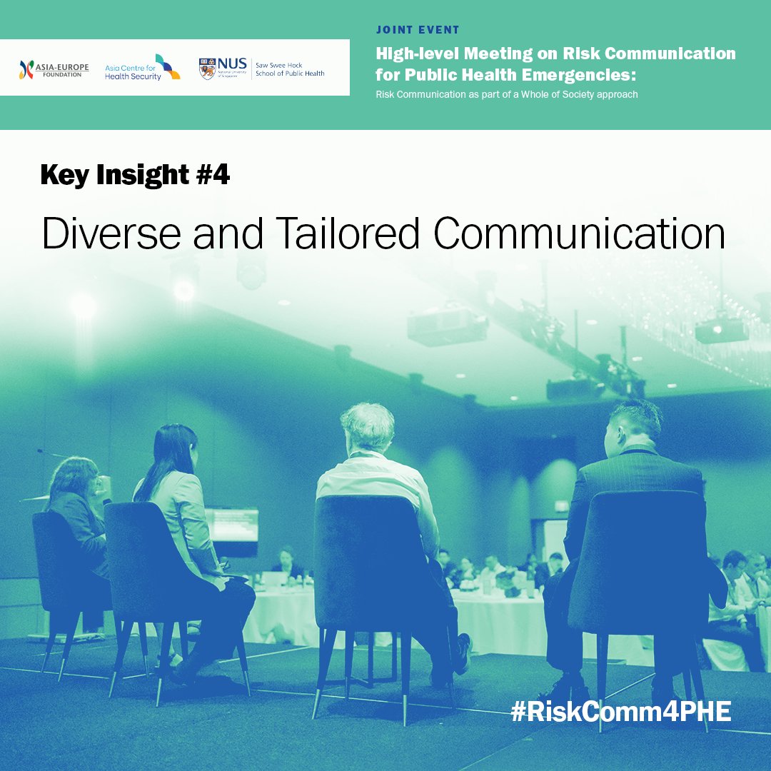 ASEF_PHN's tweet image. 🌐 #RiskComm4PHE Insight: Inclusive crisis comms reach all! 🌐 Use varied, culturally sensitive platforms to engage diverse communities and combat stigma. #RiskComm #PublicHealth