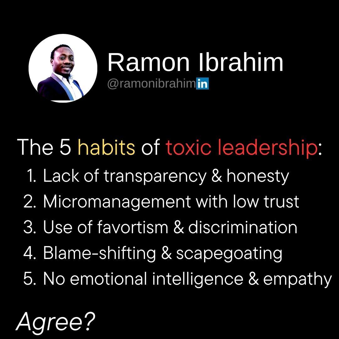 ray_ibm's tweet photo. 🚨The silent killer of Leadership💔

❌ Are you in a workplace where you are experiencing all these? How does it affect the team? Drop a comment..👇

#ToxicLeadership #Transparency #WorkplaceCulture #LeadershipDevelopment #ToxicWorkplace #ToxicLeadership #WorkplaceDiscrimination https://t.co/yz8fgvY47u