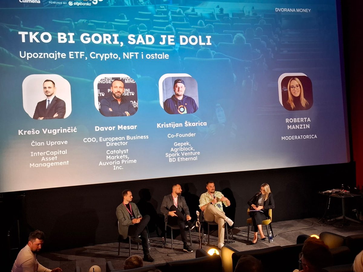 Kristijankaric1's tweet photo. Honored to share my insights  at the Culmena chalLEANge conference! 🚀
Discussed the evolution of ETFs, #Crypto, and the role of #Web3 tech in redefining community engagement. 🚀😎
Big things are coming! 🌎 #Blockchain #Fuser #Skyline  #CommunityBuilding https://t.co/YkkD7luwlU
