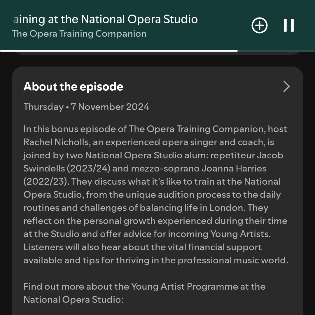 Joanna Harries (@joanna_harries) on Twitter photo A few months ago I had the joy of recording a podcast episode hosted by the wonderful <a href="/raenicholls/">Rachel Nicholls</a> for the new <a href="/natoperastudio/">National Opera Studio</a> podcast and our episode is now 🎙️
Listen wherever you get your pods (Spotify, Apple, Amazon etc.)
🎧
nationaloperastudio.org.uk/news/the-natio… A few months ago I had the joy of recording a podcast episode hosted by the wonderful <a href="/raenicholls/">Rachel Nicholls</a> for the new <a href="/natoperastudio/">National Opera Studio</a> podcast and our episode is now 🎙️
Listen wherever you get your pods (Spotify, Apple, Amazon etc.)
🎧
nationaloperastudio.org.uk/news/the-natio…