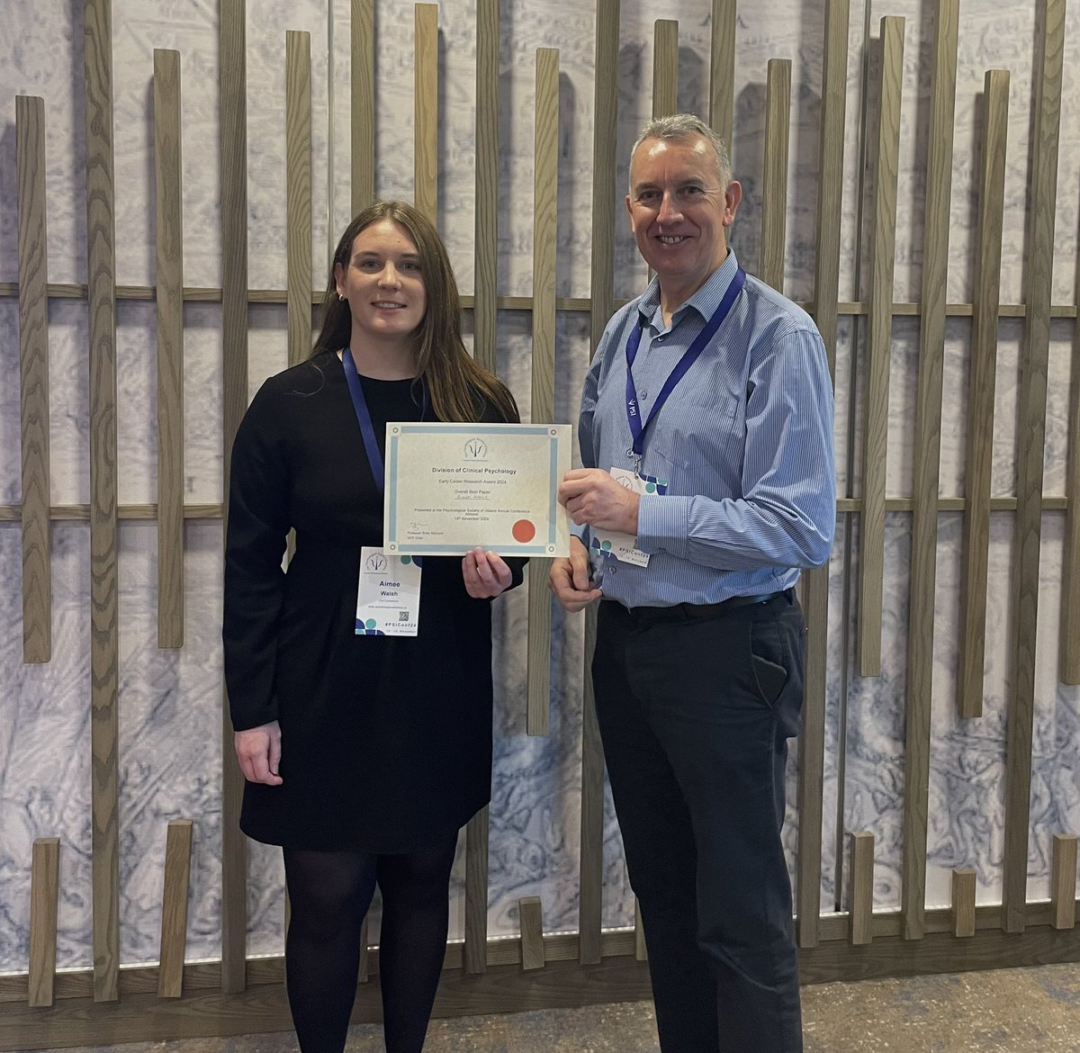 PsychSocIreland's tweet photo. Celebrating excellence in early career research at #PSIConf24👏
Congratulations to Aimee Walsh, winner of the @DCPPSI Early Career Clinical Research Award at this year’s Conference. These presentations showcase the future of clinical psychology. Thank you to all participants for your outstanding contributions!