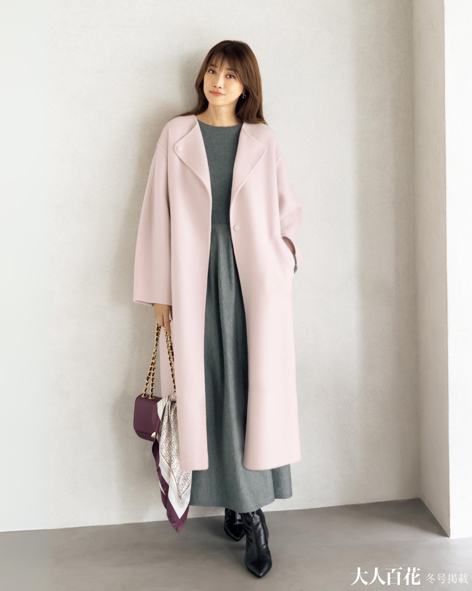 stola. ラペルリバーコート stola.ストラピンクベージュコートリバー 