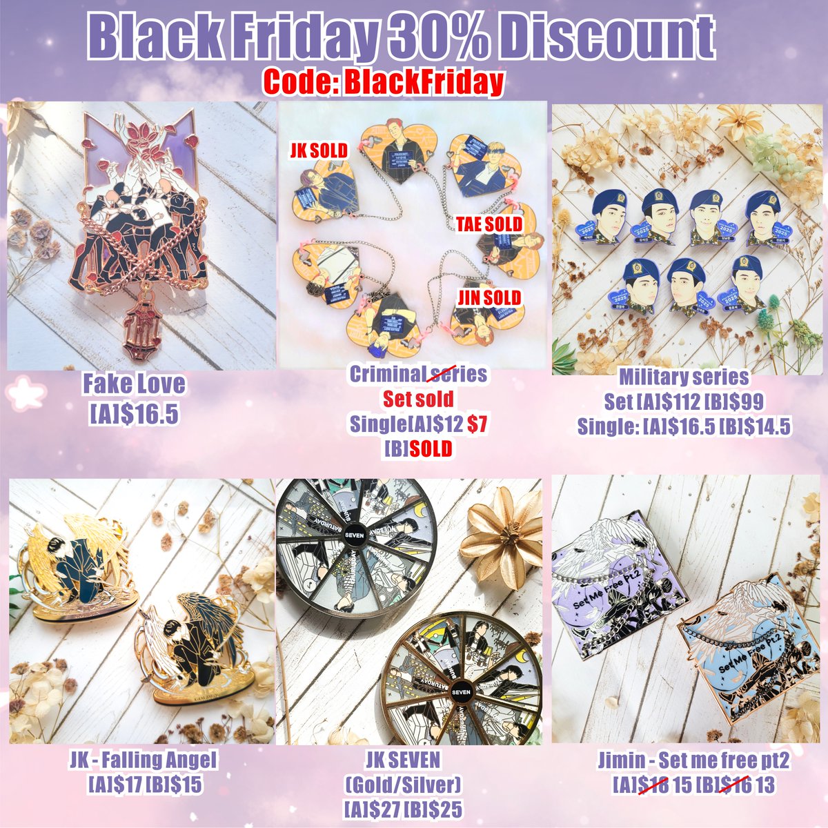 KoJikook's tweet photo. Nov Shop Update on 15th Nov 9pm (HKT)
Get ready for what you want!!
And also, we’re offering a special discount for black Friday, from 15th Nov to 29th Nov.
#btsgift #btspin #btspincollection #BTS #방탄소년단 #Kpoppins #btsenamelpins #BTSpins #designdrop #btsmerch https://t.co/jsDeF8xjKj
