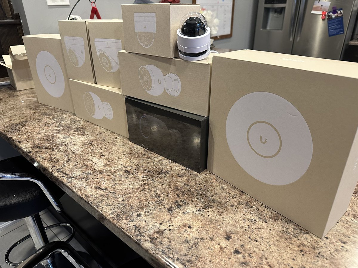 MactelecomN's tweet photo. Nice little Unifi network and Unifi protect job coming up for a local restaurant!! This will all be filmed. Also that g5 dome is tinyyyy https://t.co/7czjZvrDUL