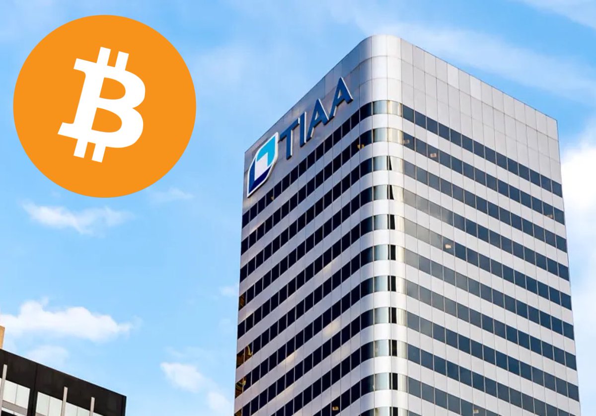 BitcoinMagazine's tweet photo. JUST IN: 🇺🇸 $1.3 trillion TIAA reports holding $51,921 of the #Bitcoin ETF per SEC fillings 👀 https://t.co/ymQvmThEhe